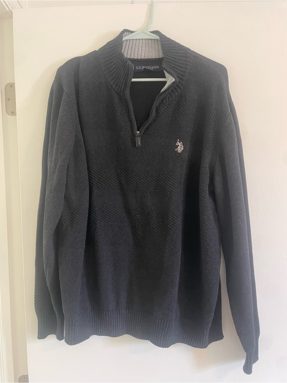 U.S. Polo Assn. Men's Black Quarter-Zip Sweater